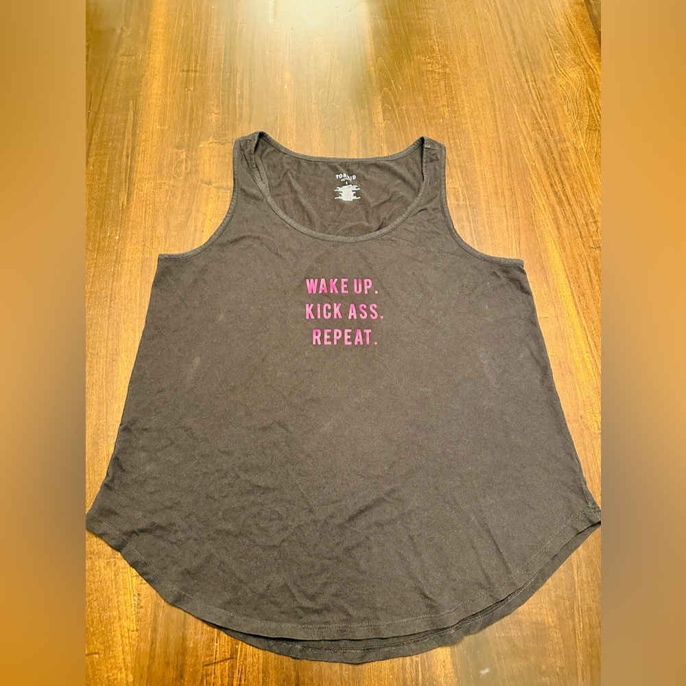 Black Torrid Active Size 1 “Wake Up. Kick @ss. Repeat.” Workout Tank Top